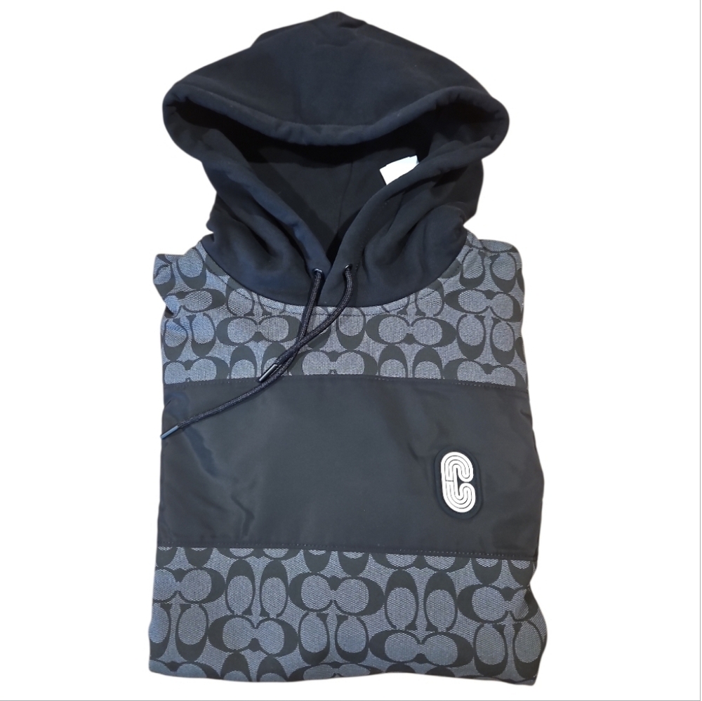NWT Coach Black Signature Logo Cotton Hoodie Sz S - Picture 12 of 13